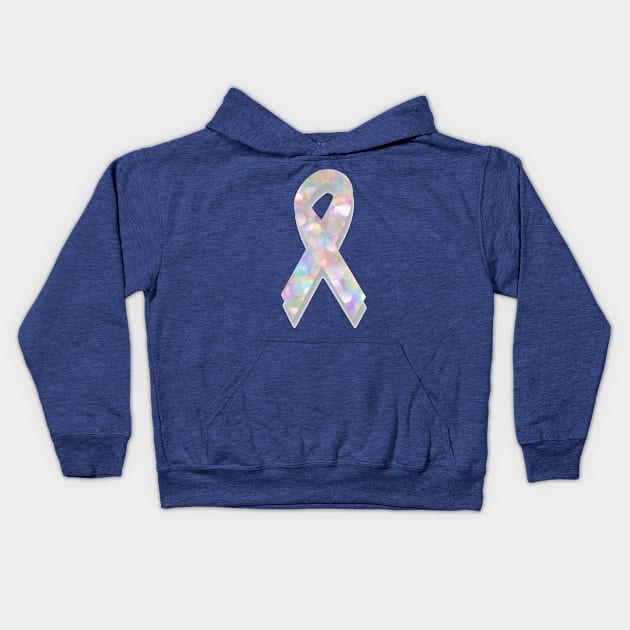 pearl lung cancer ribbon Kids Hoodie by gossiprag